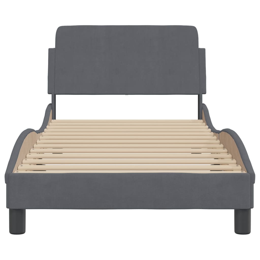 Bed Frame without Mattress Dark Grey 90x190 cm Velvet