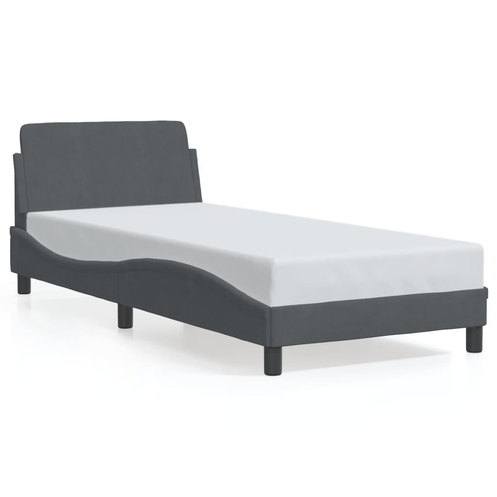 Bed Frame "Dover" Dark Grey 90x190 cm Velvet