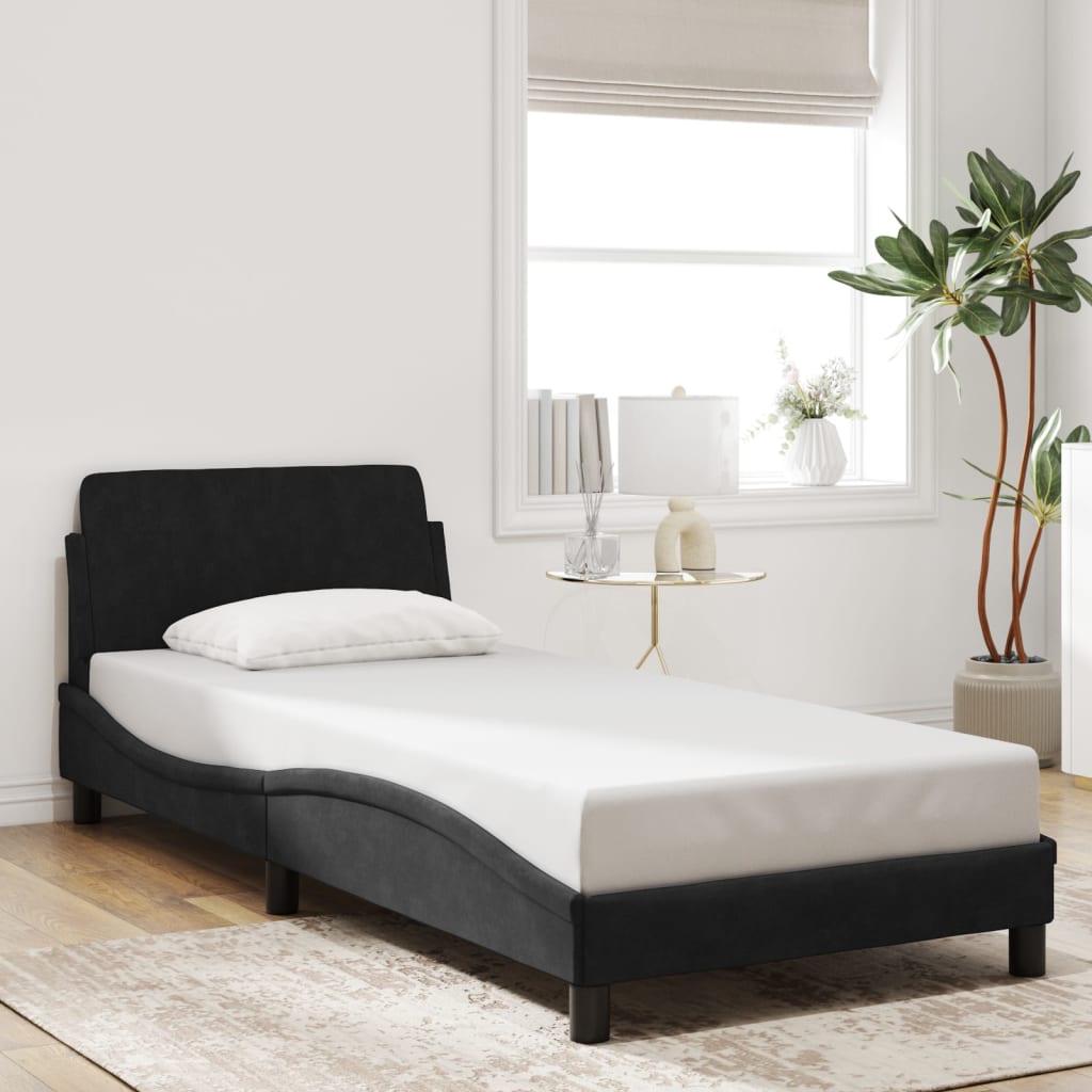 Bed Frame without Mattress Black 90x190 cm Velvet