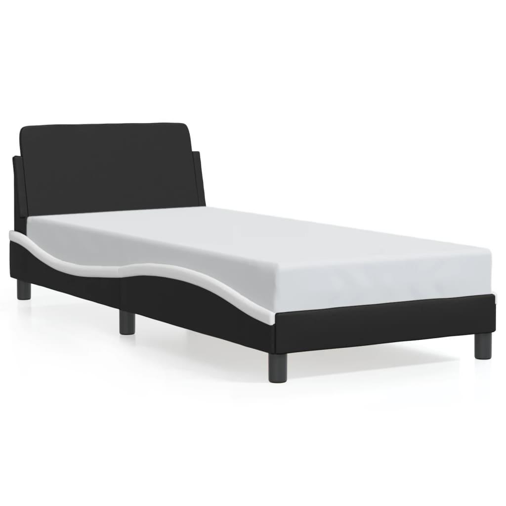 Bed Frame "Dover" Black and White 90x190 cm Faux Leather
