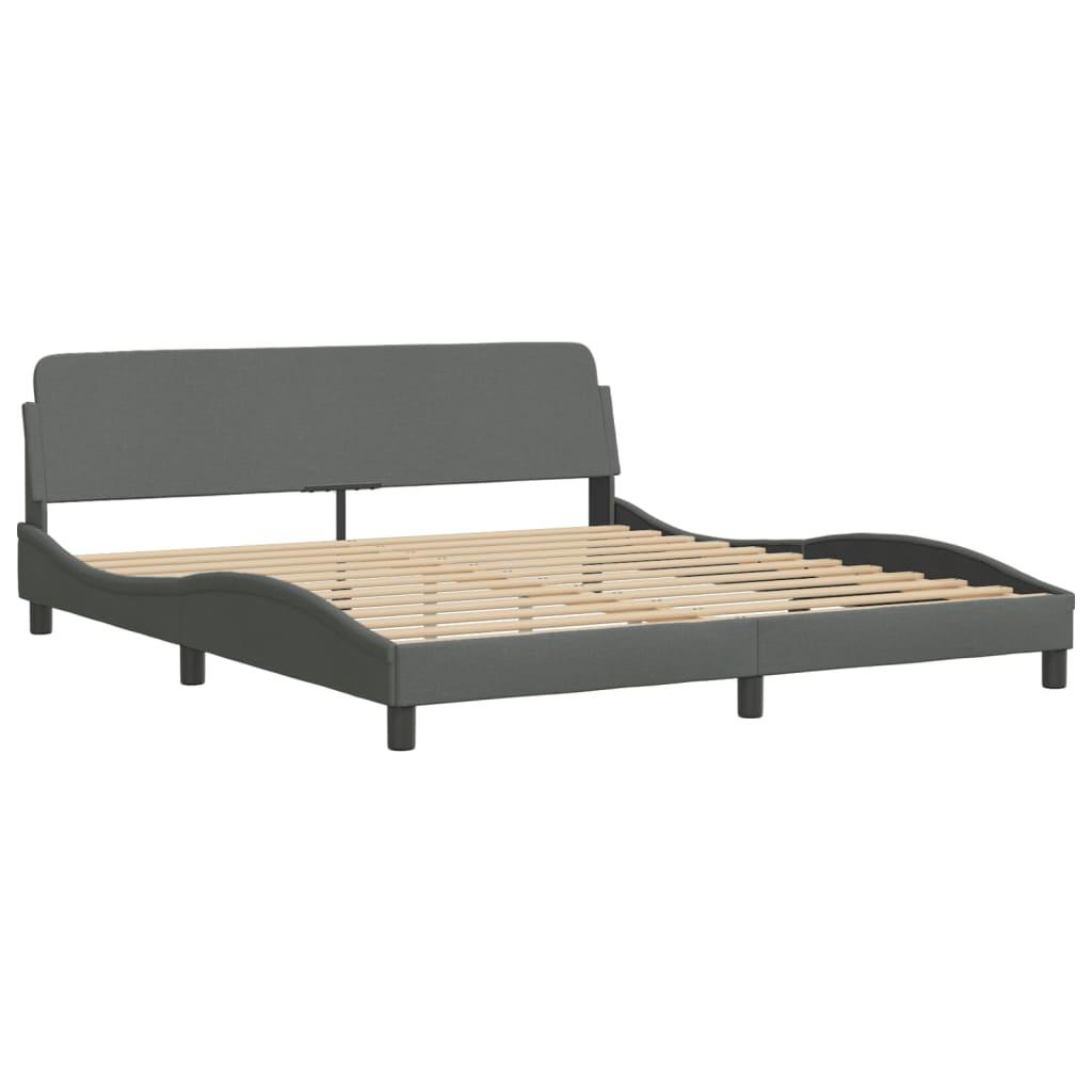 Bed Frame without Mattress Dark Grey 183x203 cm King Fabric