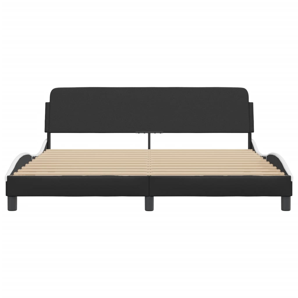 Bed Frame without Mattress Black and White 183x203 cm King Faux Leather