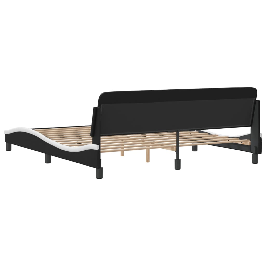 Bed Frame "Dover" Black and White 180x200 cm King Faux Leather