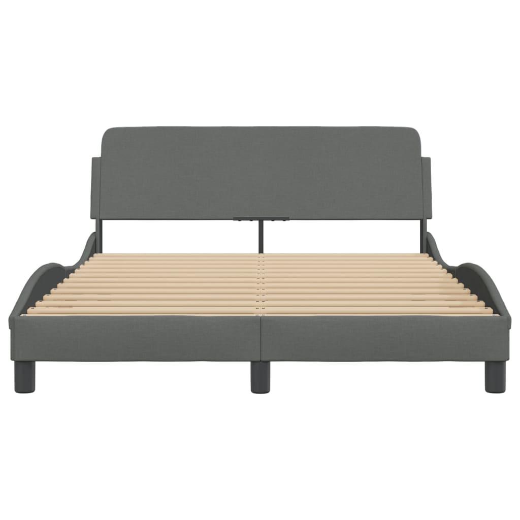 Bed Frame "Dover" Dark Grey 137x190 cm Double Fabric