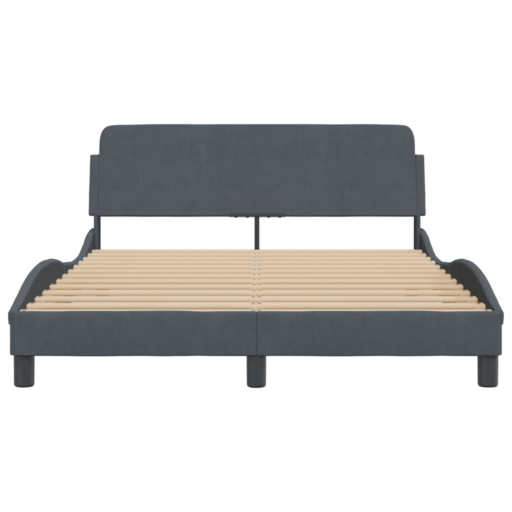 Bed Frame without Mattress Dark Grey 137x187 cm Double Velvet