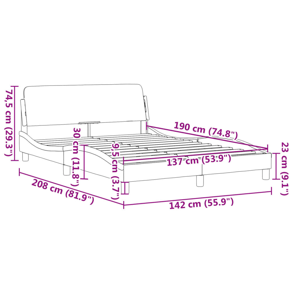 Bed Frame "Dover" Black 137x190 cm Double Velvet