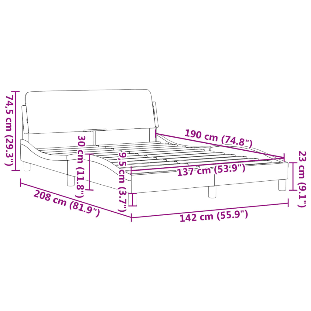 Bed Frame "Dover" Black 137x190 cm Double Faux Leather