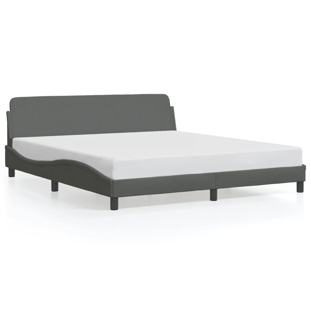 Bed Frame without Mattress Dark Grey 152x203 cm Queen Fabric