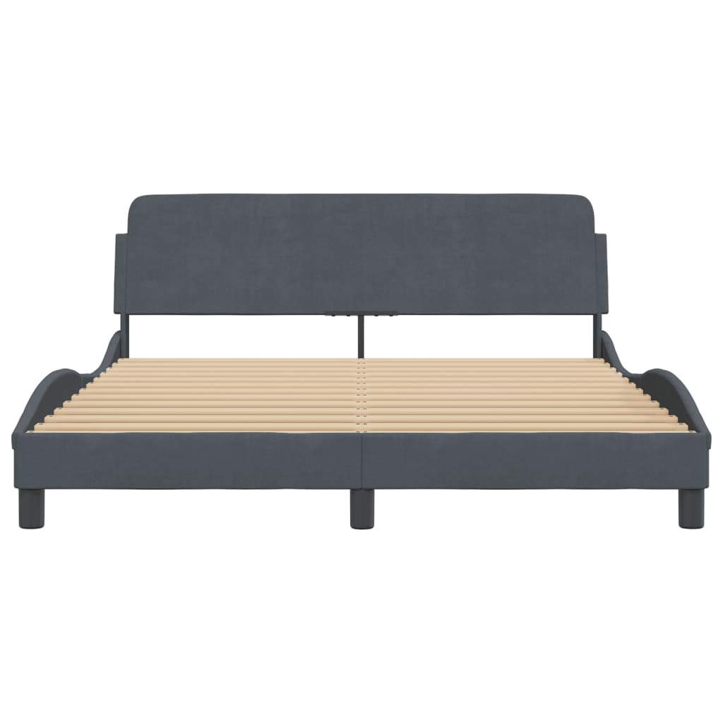 Bed Frame "Dover" Dark Grey 152x203 cm Queen Velvet