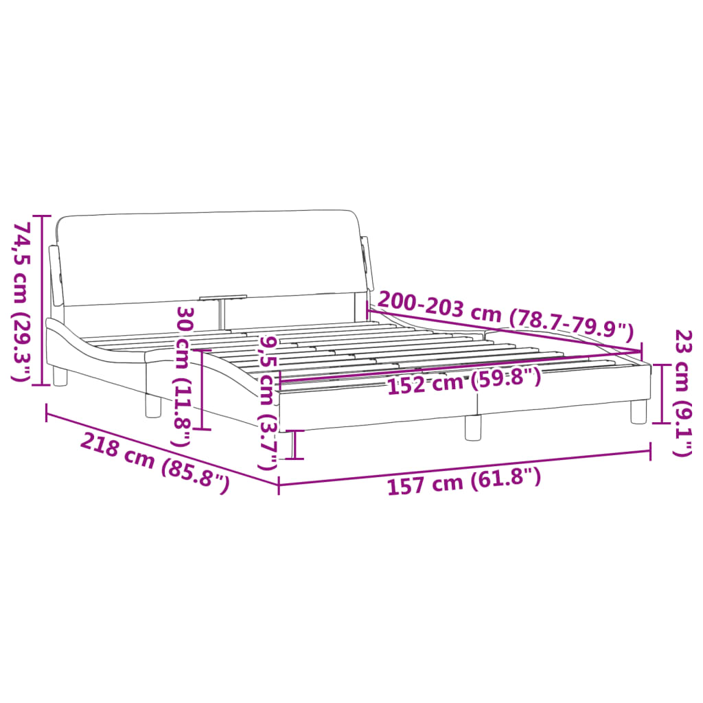 Bed Frame "Dover" Dark Grey 152x203 cm Queen Velvet