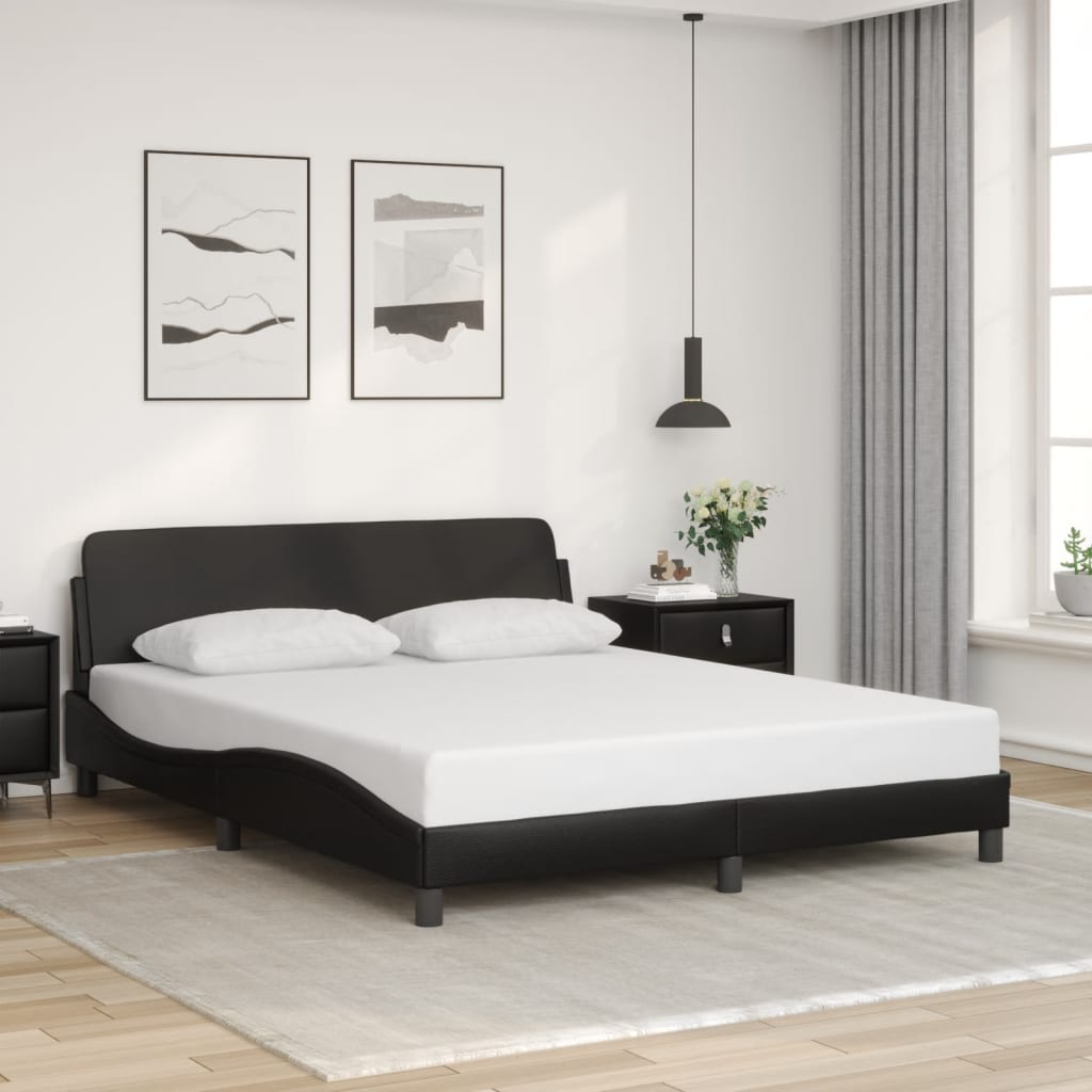 Bed Frame without Mattress Black 152x203 cm Queen Faux Leather