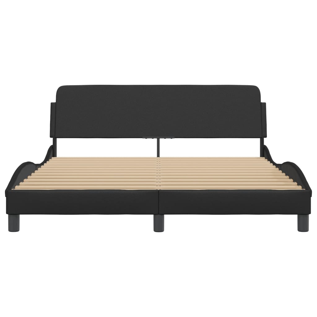 Bed Frame without Mattress Black 152x203 cm Queen Faux Leather