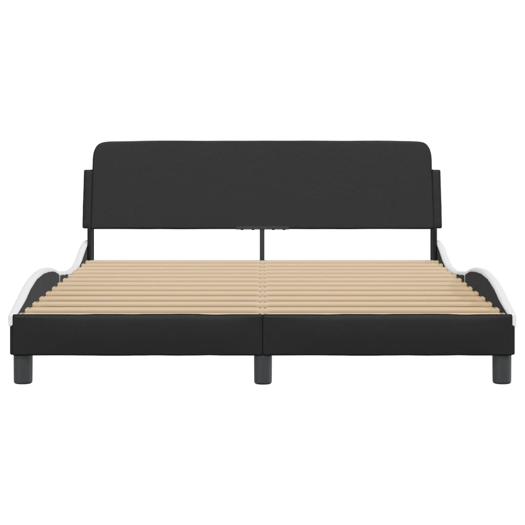Bed Frame "Dover" Black and White 152x203 cm Queen Faux Leather