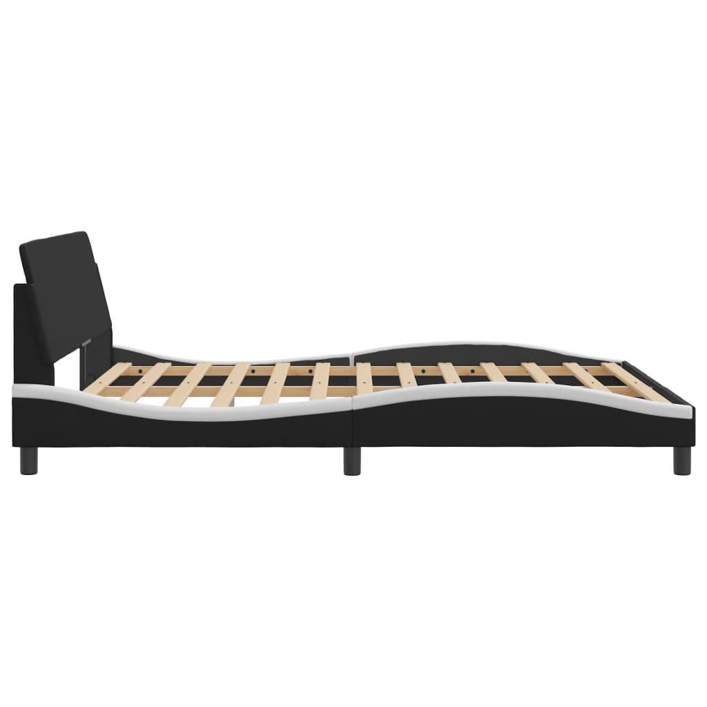 Bed Frame "Dover" Black and White 152x203 cm Queen Faux Leather
