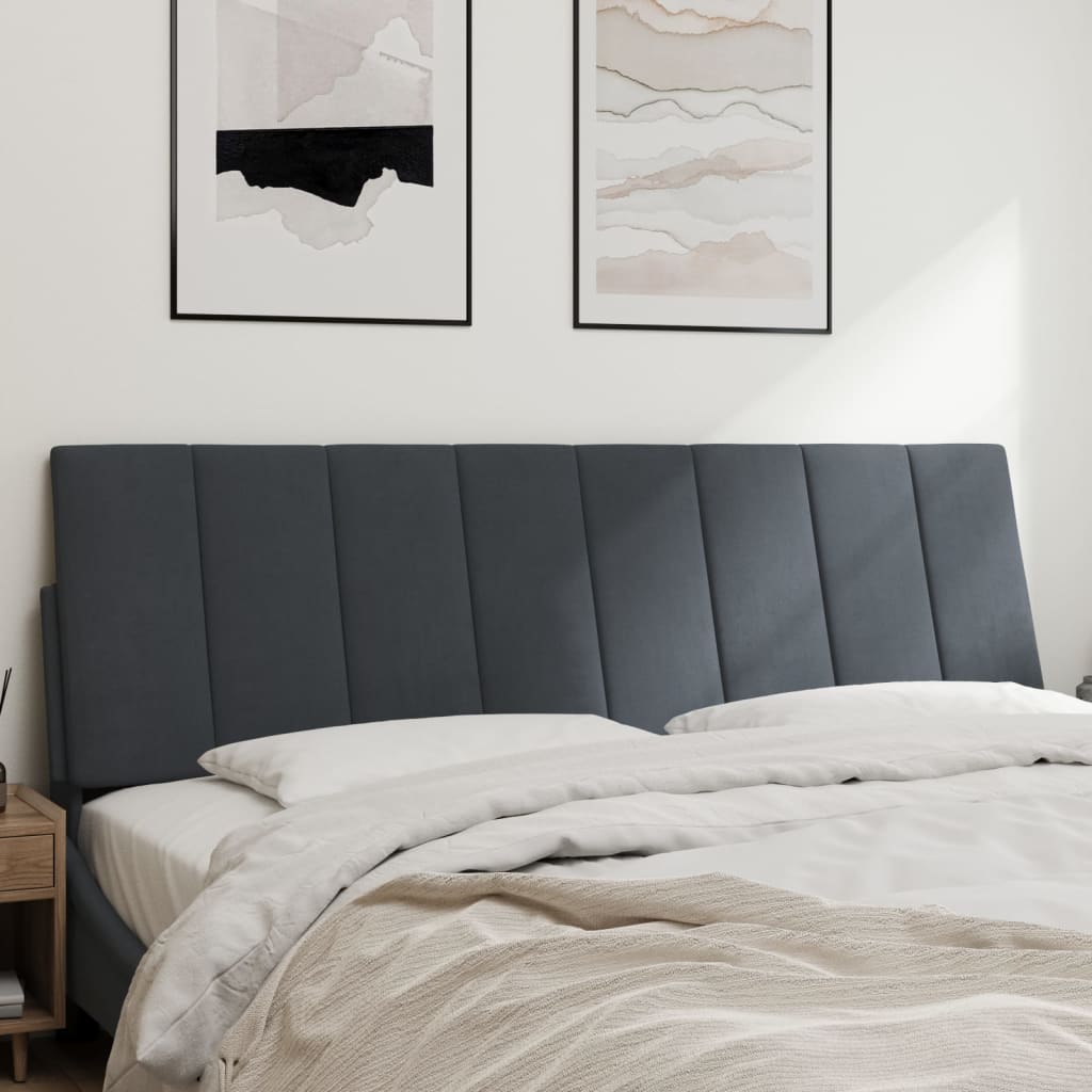 Headboard Cushion "Hanko" Dark Grey 153 cm Velvet