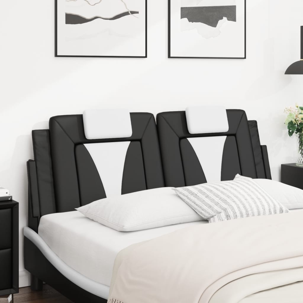 Headboard Cushion "Viana" Black and White 137 cm Double Faux Leather