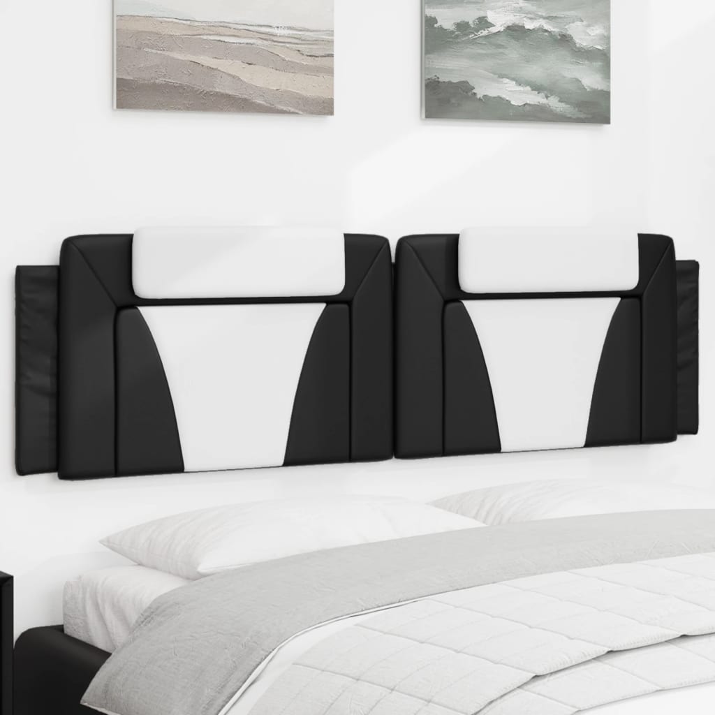 Headboard Cushion Black and White 183 cm Faux Leather