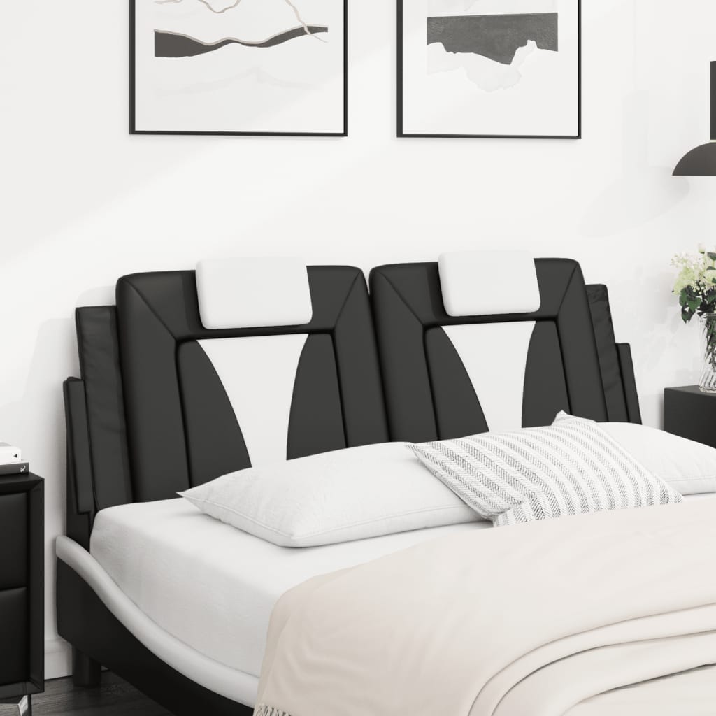 Headboard Cushion "Viana" Black and White 153 cm Faux Leather