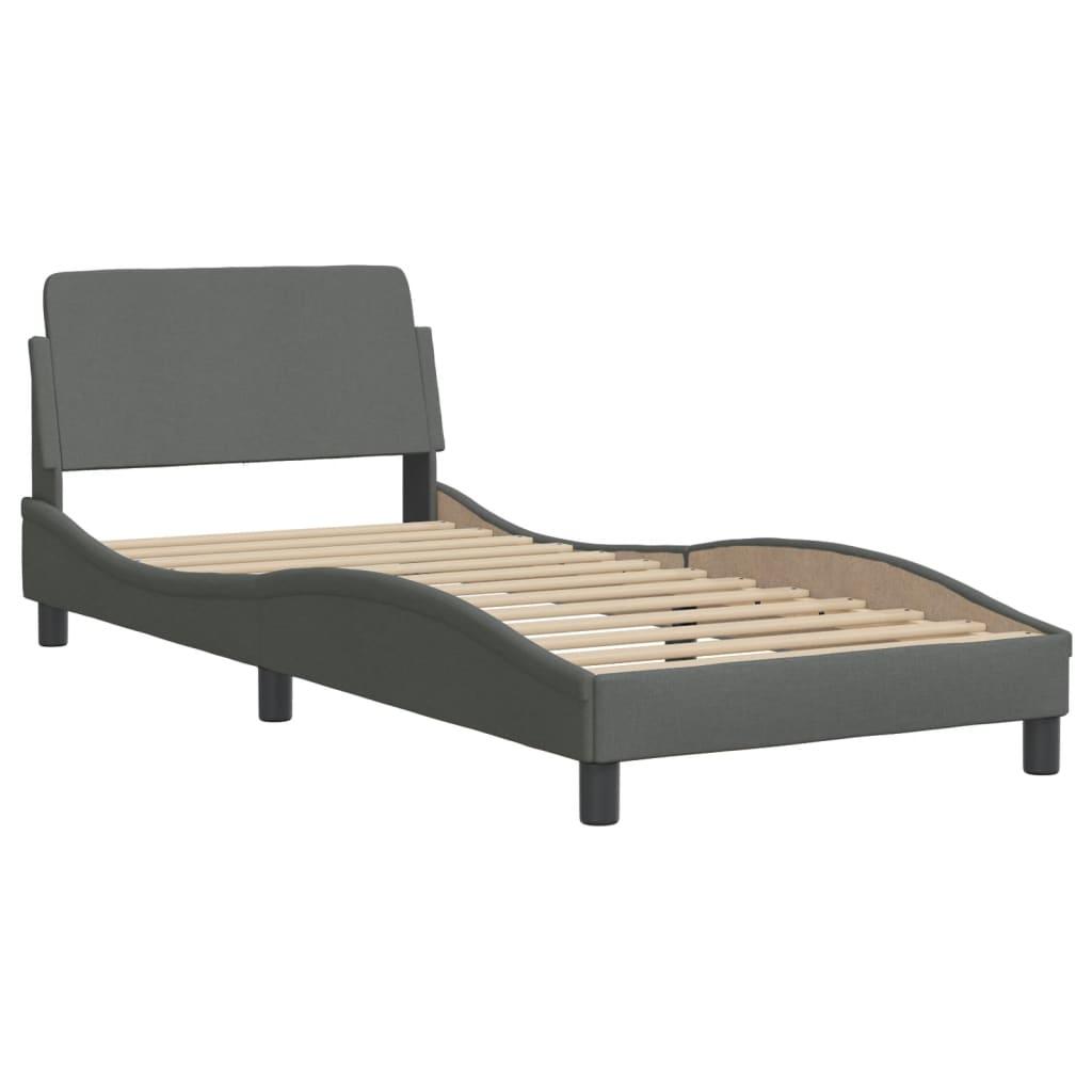 Bed Frame without Mattress "Hvar" Dark Grey 90x190 cm Fabric