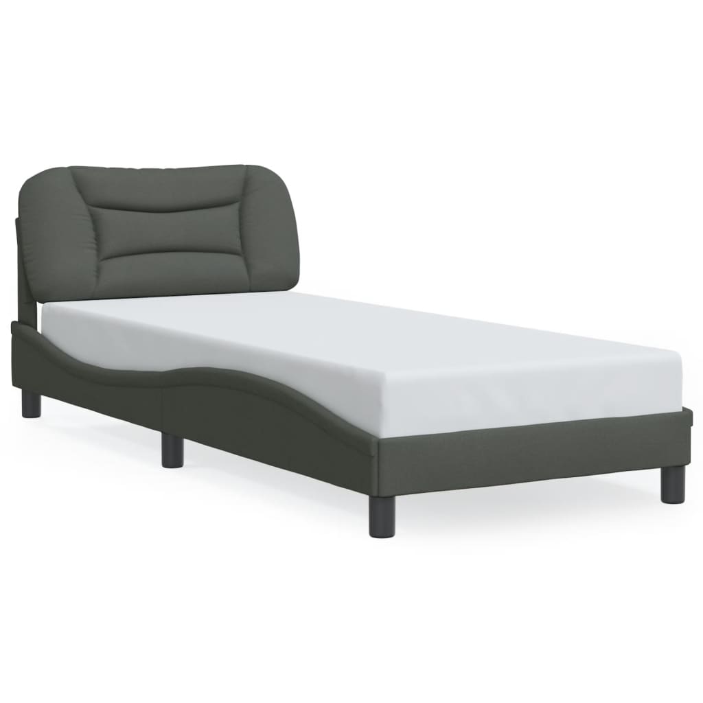 Bed Frame without Mattress Dark Grey 90x190 cm Fabric