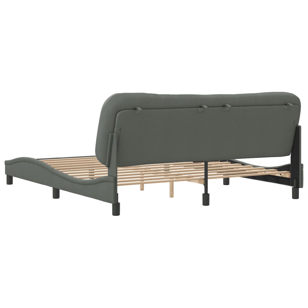 Bed Frame without Mattress Dark Grey 183x203 cm King Fabric