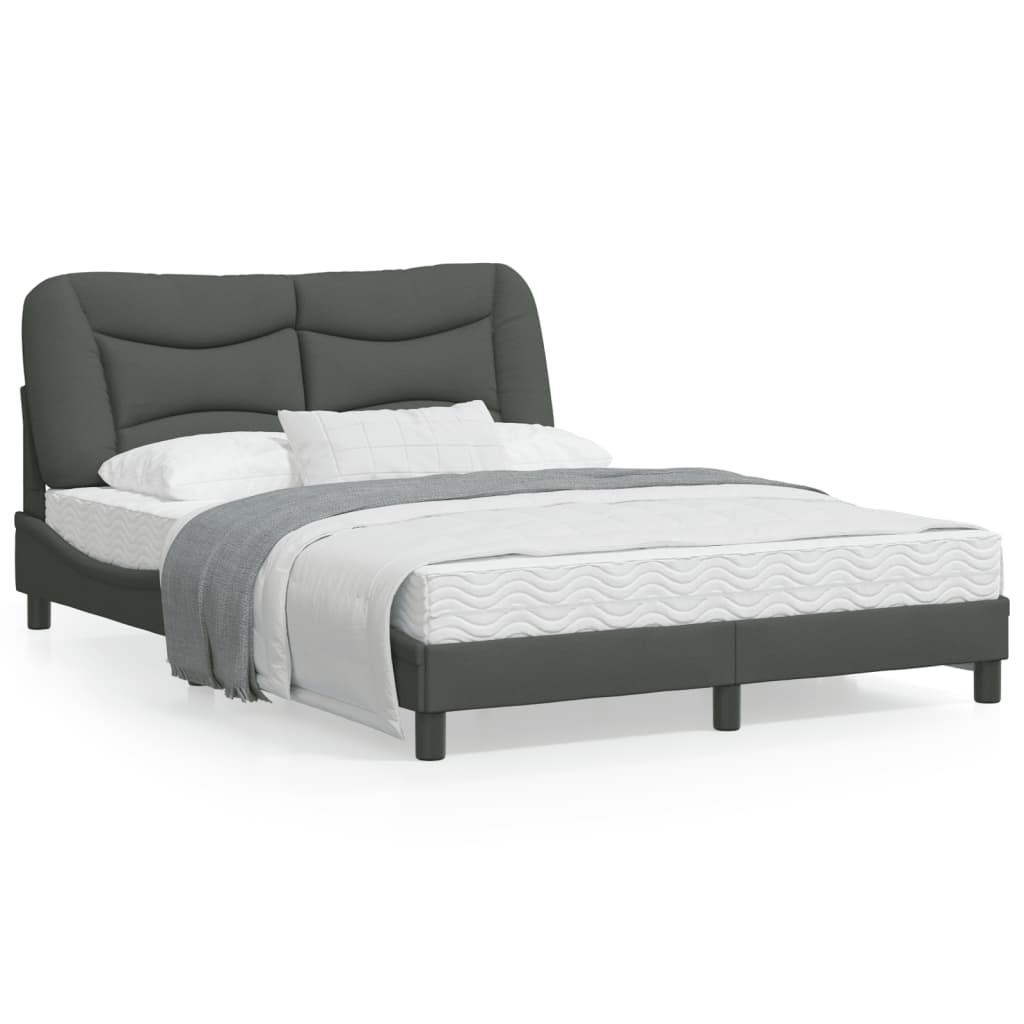 Bed Frame without Mattress Dark Grey 137x187 cm Double Fabric