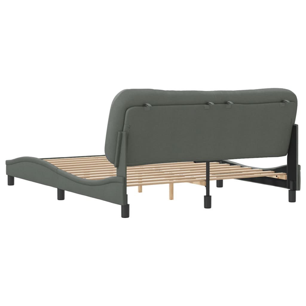 Bed Frame without Mattress Dark Grey 152x203 cm Queen Fabric