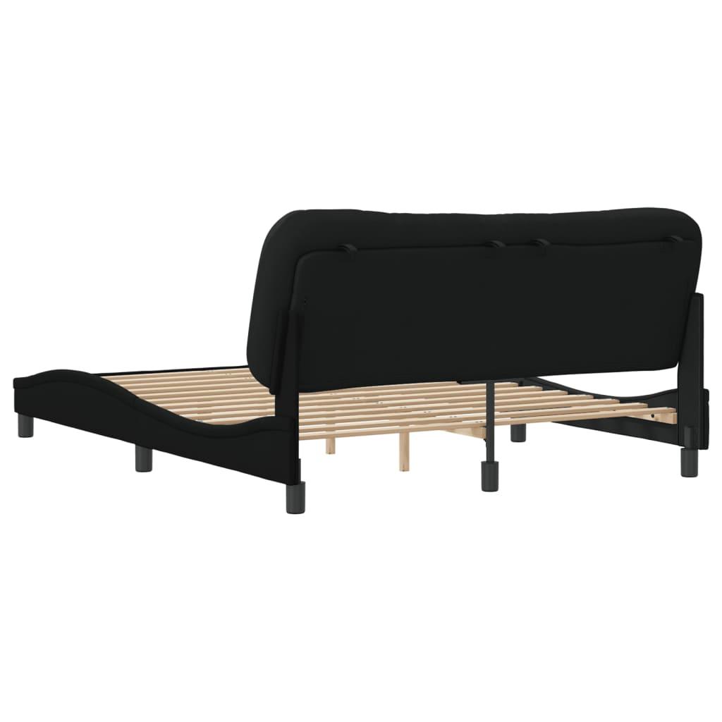 Bed Frame without Mattress "Hvar" Black 152x203 cm Queen Fabric