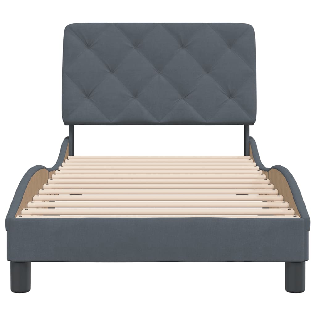 Bed Frame without Mattress Dark Grey 90x190 cm Velvet