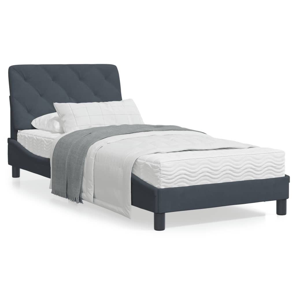 Bed Frame without Mattress Dark Grey 90x190 cm Velvet