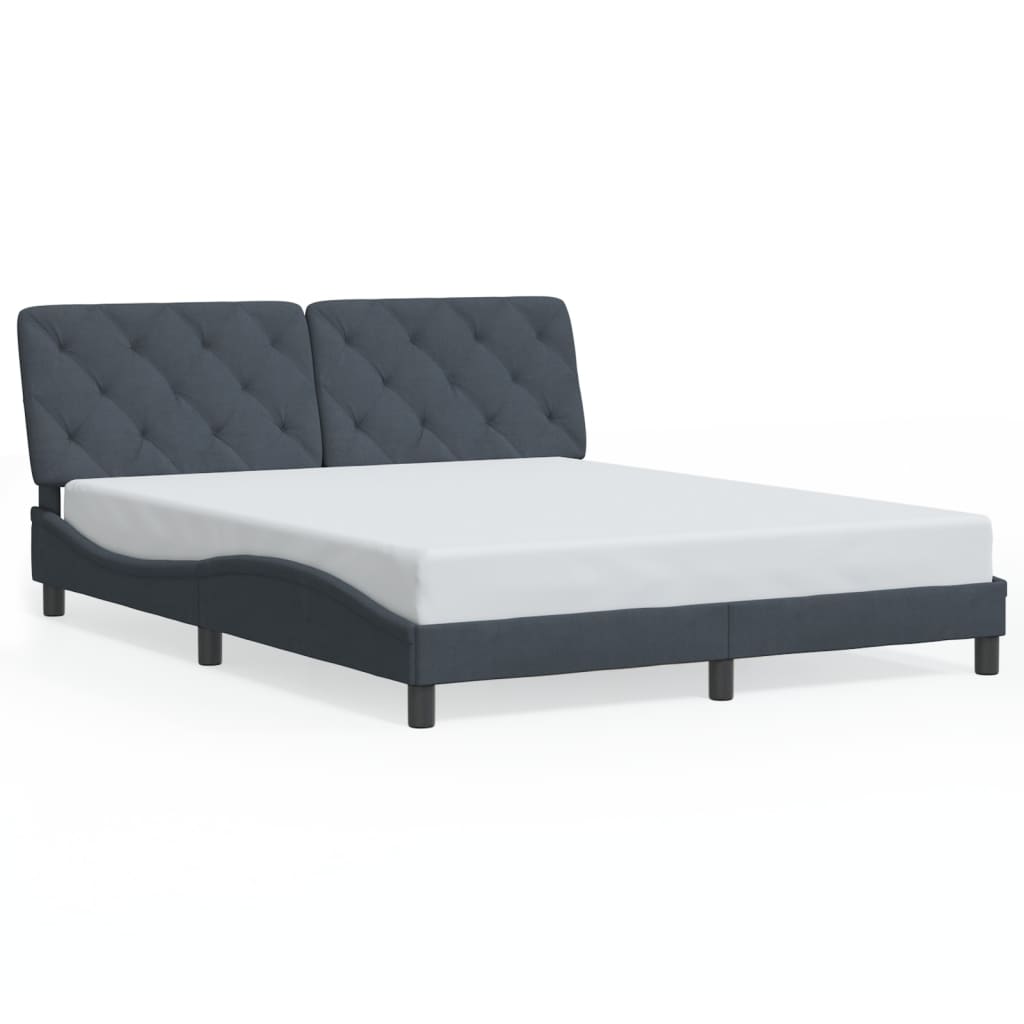 Bed Frame without Mattress Dark Grey 152x203 cm Queen Velvet