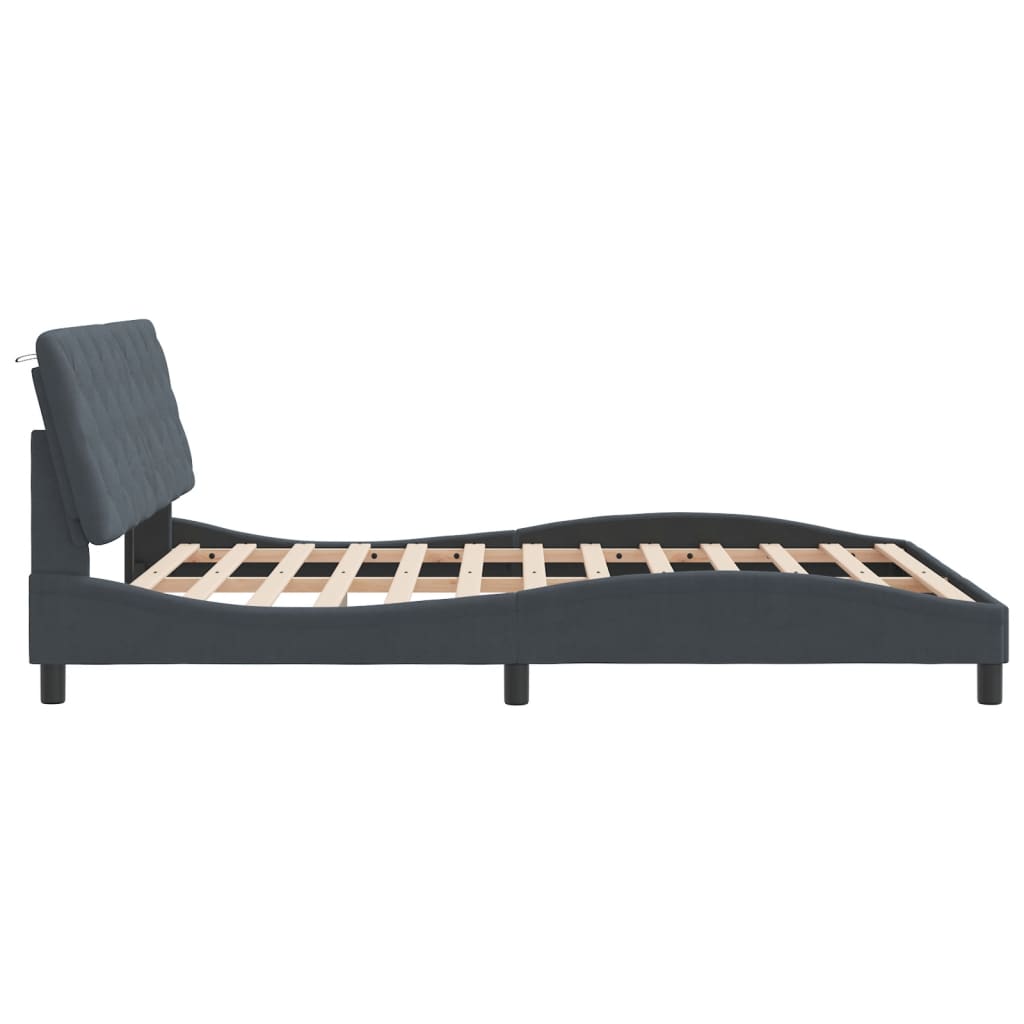 Bed Frame without Mattress Dark Grey 152x203 cm Queen Velvet