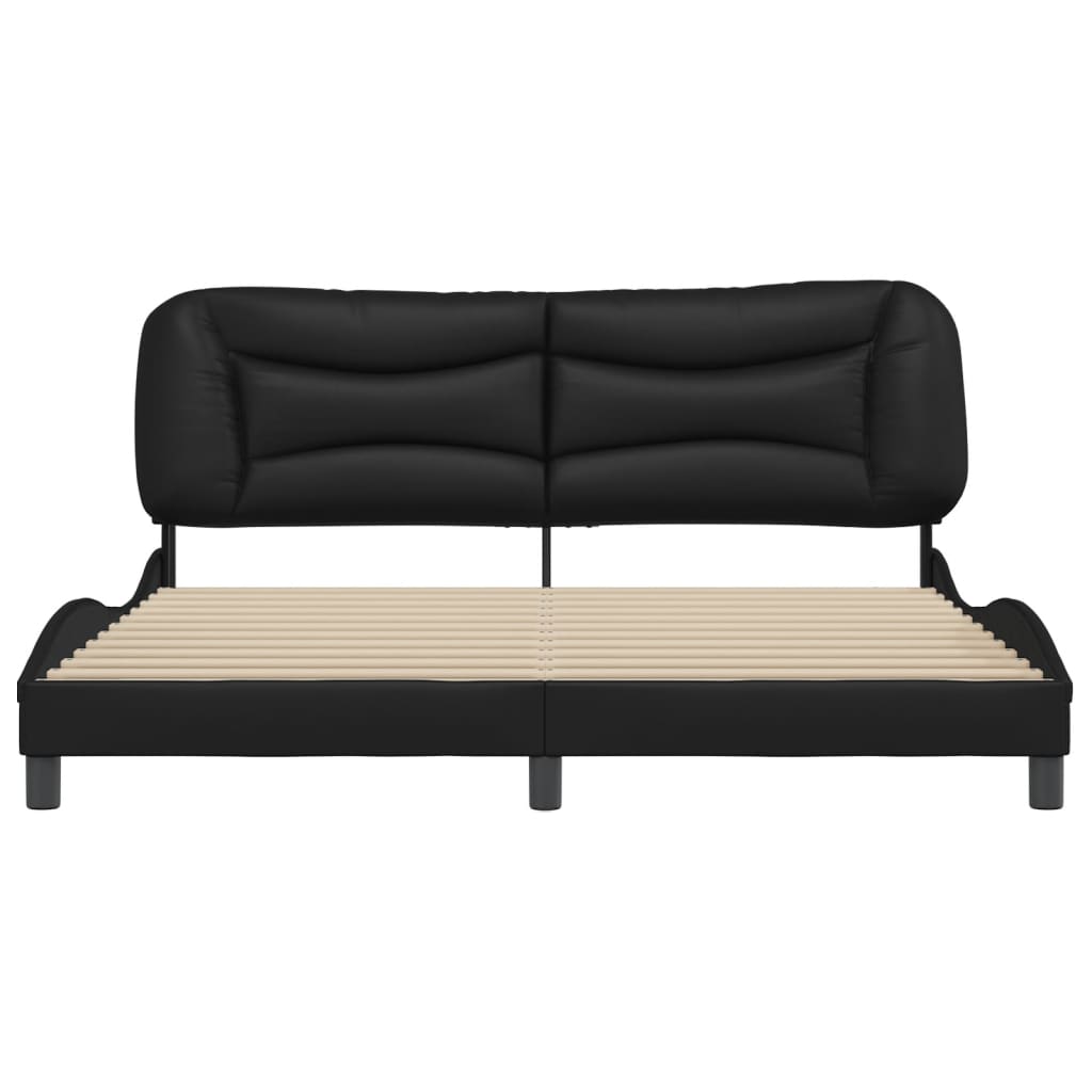 Bed Frame without Mattress "Hvar" Black 180x200 cm King Faux Leather