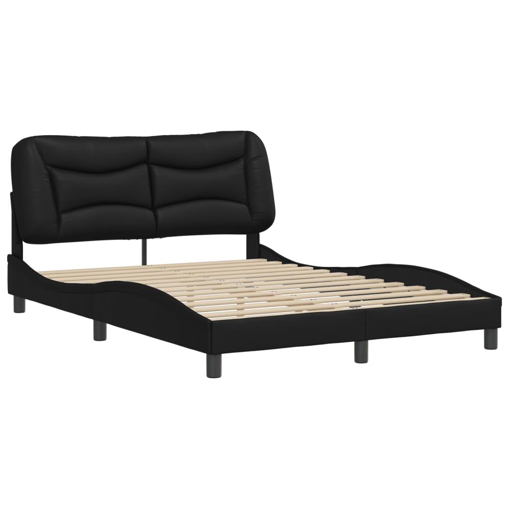 Bed Frame without Mattress "Hvar" Black 137x190 cm Double Faux Leather