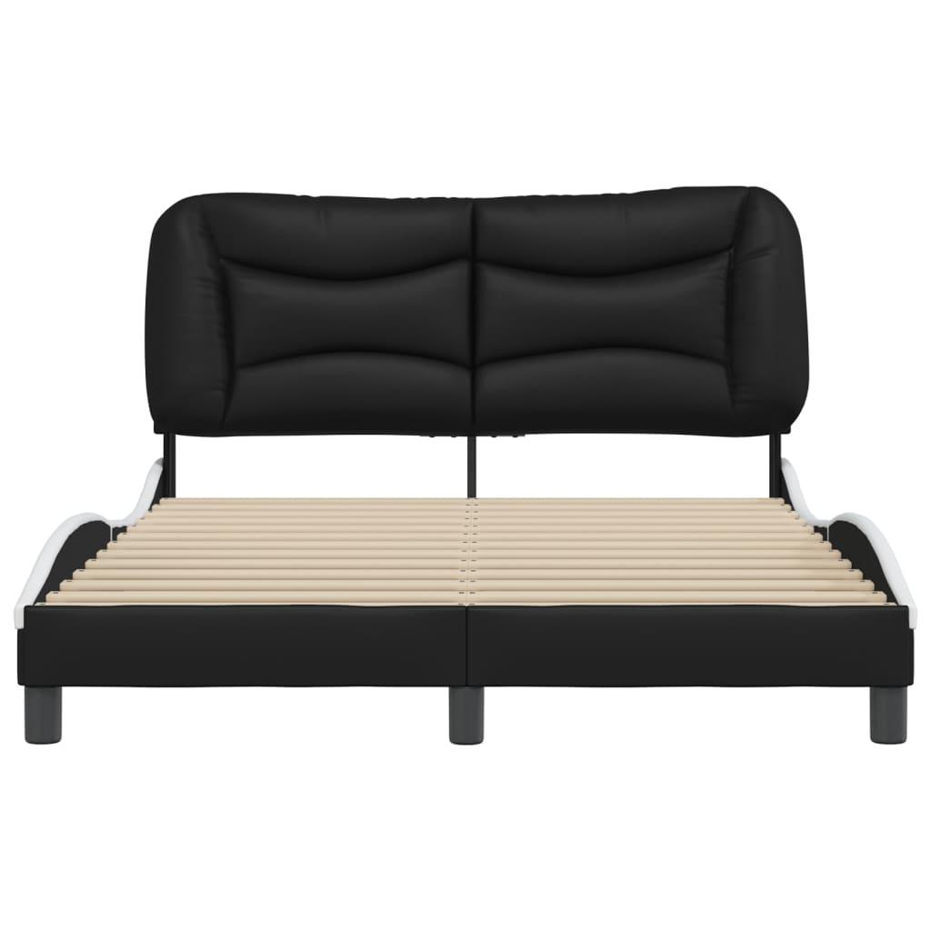 Bed Frame without Mattress "Hvar" Black and White 137x190 cm Double Faux Leather