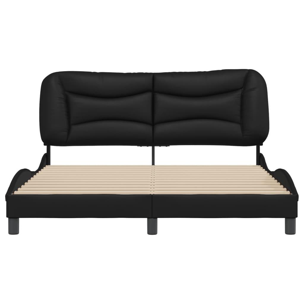 Bed Frame without Mattress "Hvar" Black 152x203 cm Queen Faux Leather