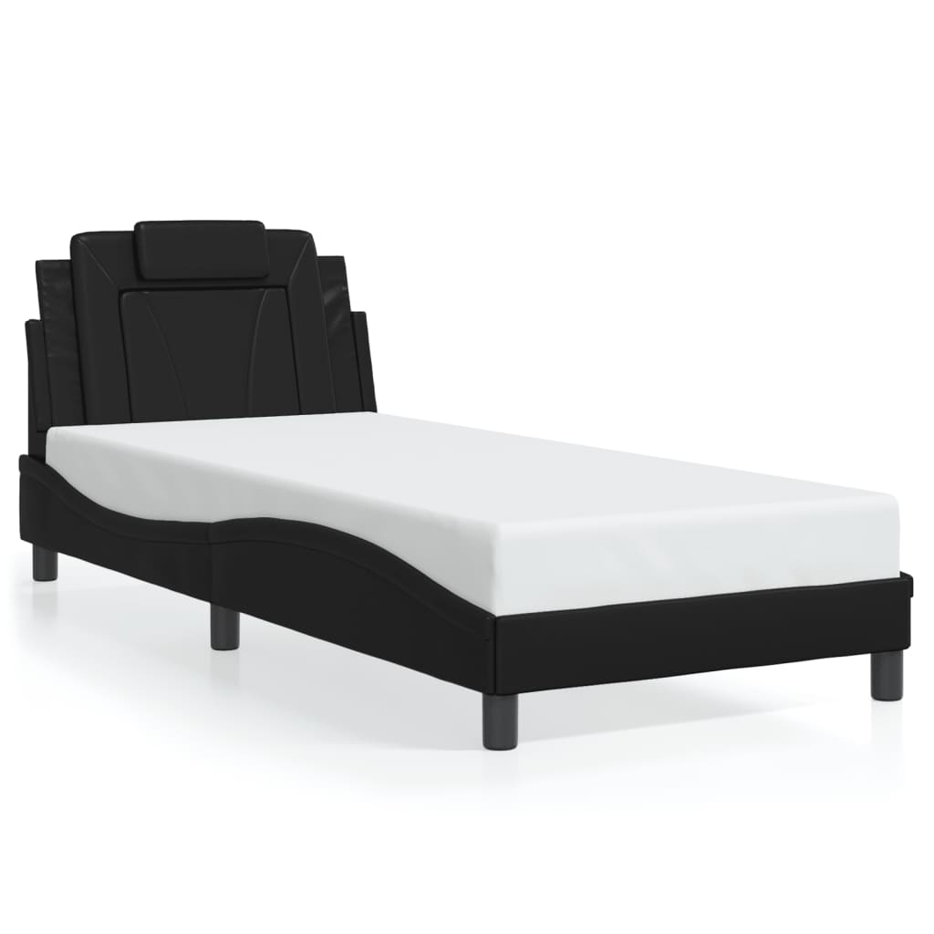 Bed Frame "Viana" without Mattress Black 90x190 cm Faux Leather