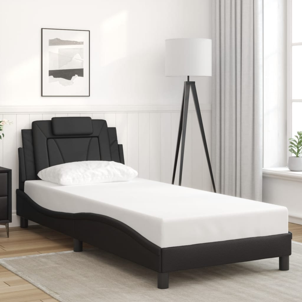 Bed Frame without Mattress Black 90x190 cm Faux Leather