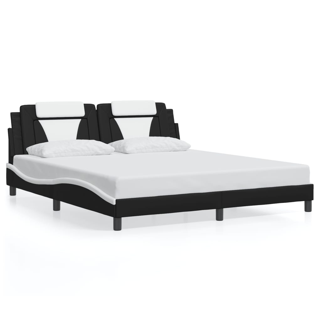 Bed Frame "Viana" without Mattress Black and White 180x200 cm King Faux Leather