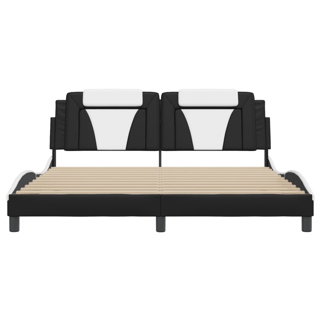 Bed Frame without Mattress Black and White 183x203 cm King Faux Leather