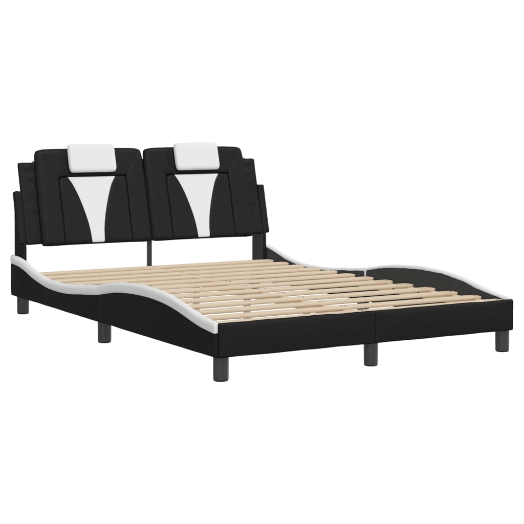 Bed Frame "Viana" without Mattress Black and White 137x190 cm Double Faux Leather