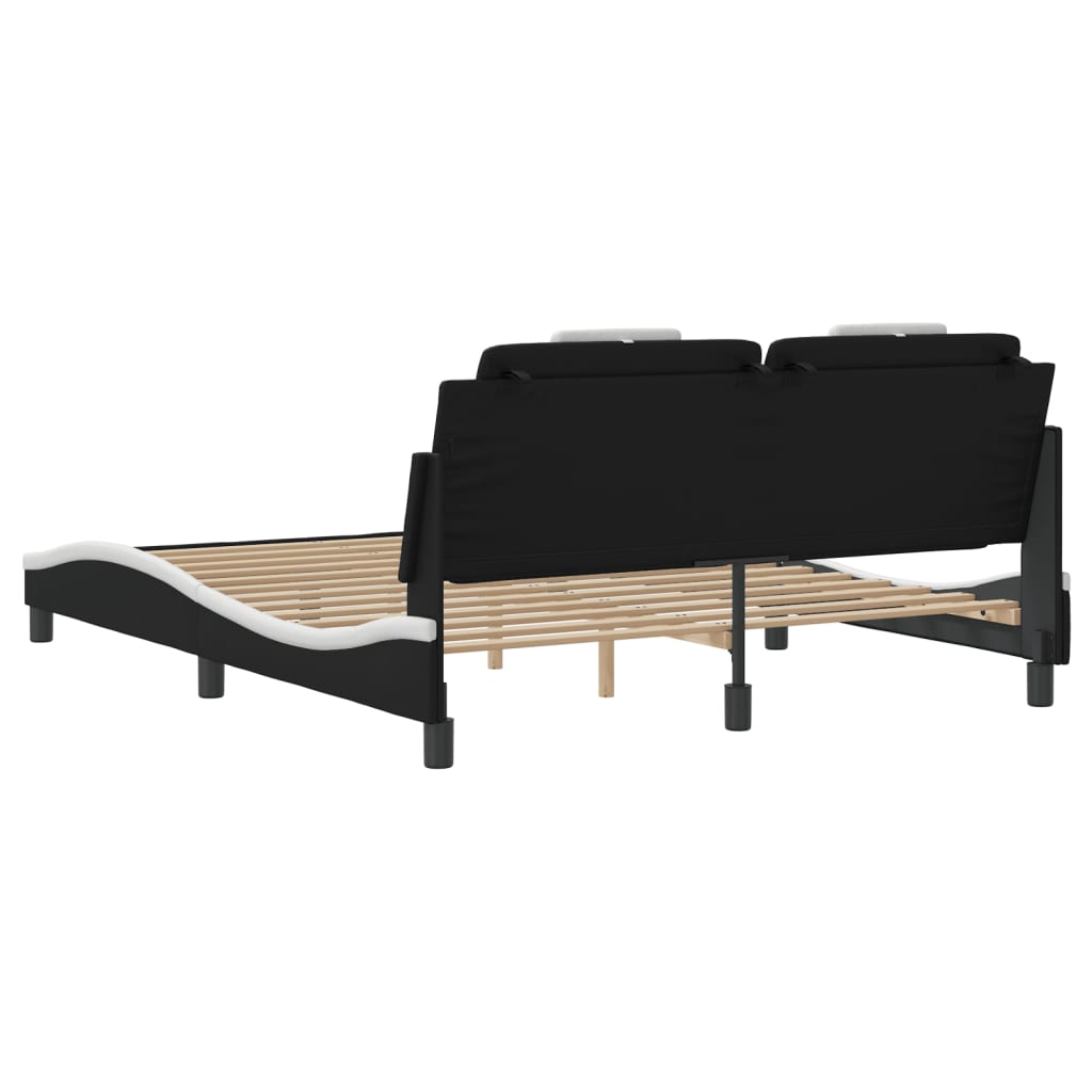 Bed Frame without Mattress Black and White 152x203 cm Queen Faux Leather