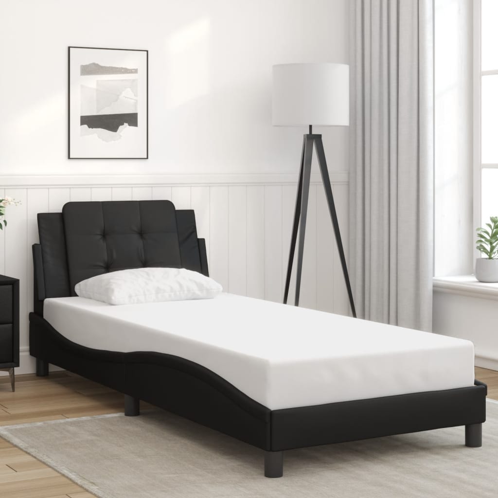 Bed Frame without Mattress &quot;Zadar&quot; Black 90x190 cm Faux Leather