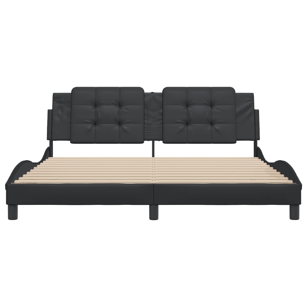 Bed Frame without Mattress Black 183x203 cm King Faux Leather