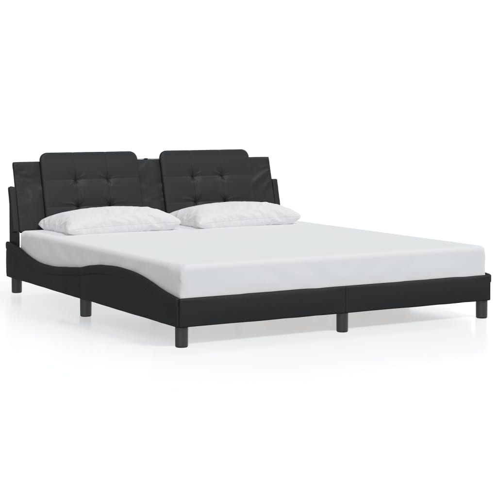 Bed Frame without Mattress Black 183x203 cm King Faux Leather