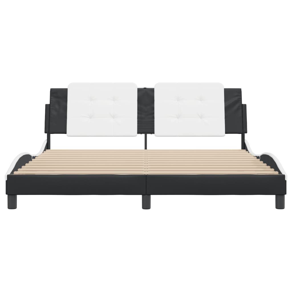 Bed Frame without Mattress "Zadar" Black and White 180x200 cm King Faux Leather