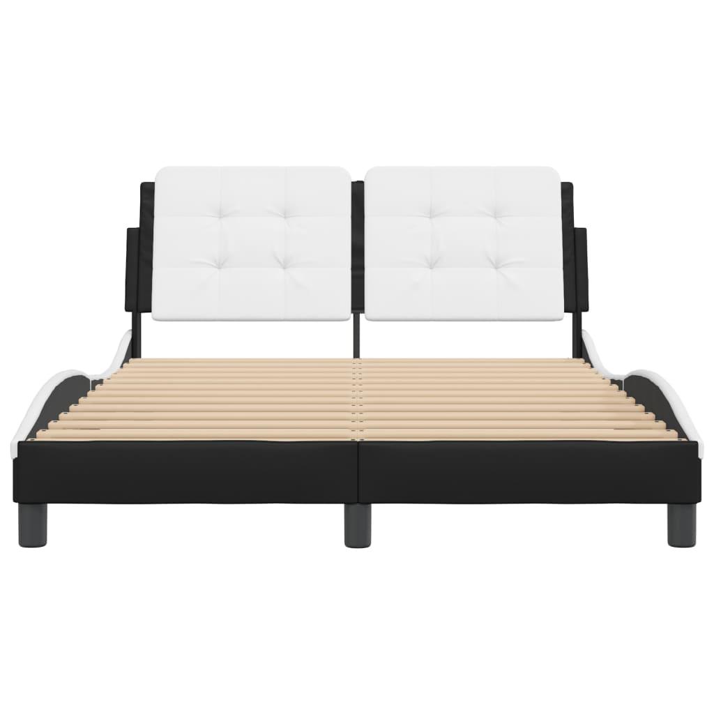 Bed Frame without Mattress "Zadar" Black and White 137x190 cm Double Faux Leather