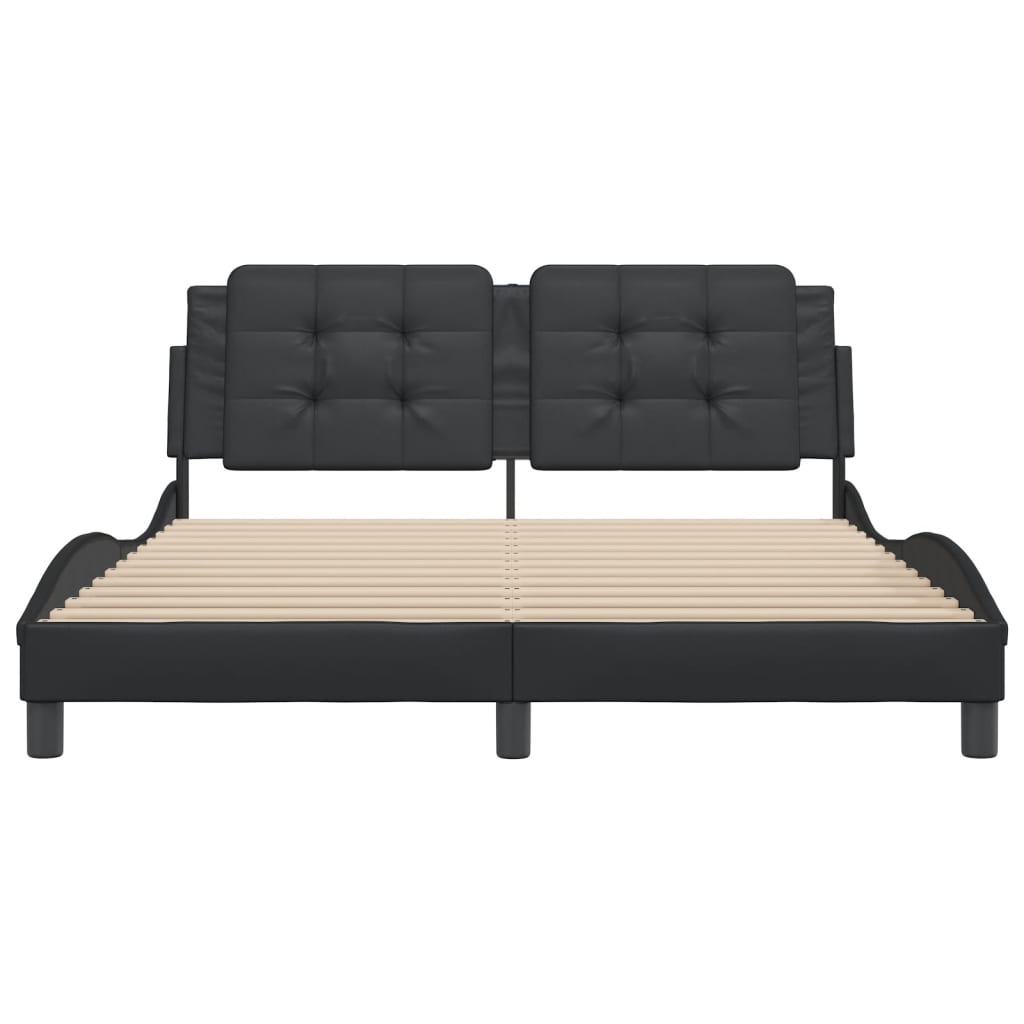 Bed Frame without Mattress "Zadar" Black 152x203 cm Queen Faux Leather