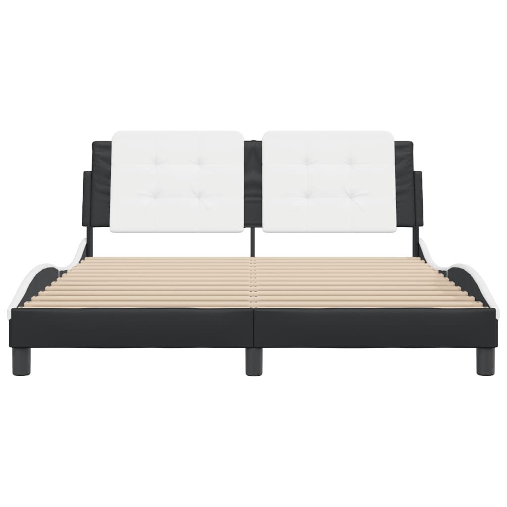 Bed Frame without Mattress Black and White 152x203 cm Queen Faux Leather