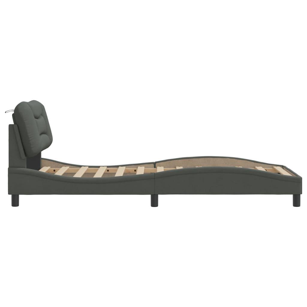 Bed Frame without Mattress "Hvar" Dark Grey 90x190 cm Fabric